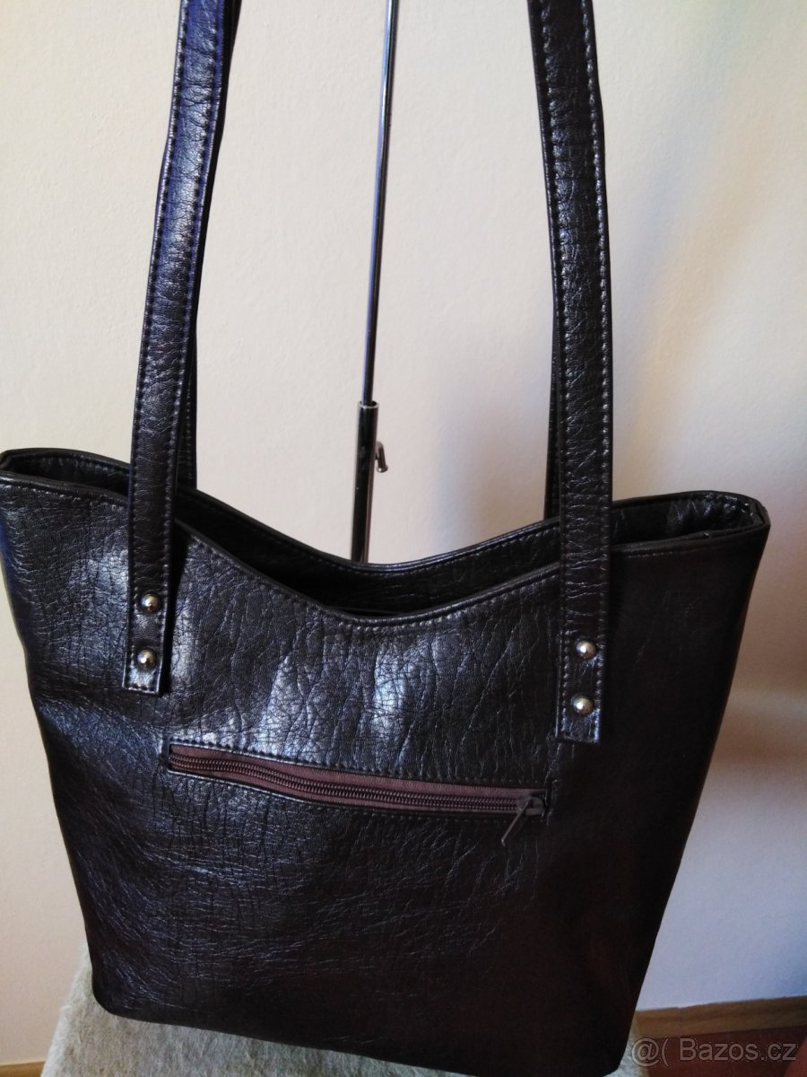 Kabelka tmavě hnědá, velká, elegantní - 3