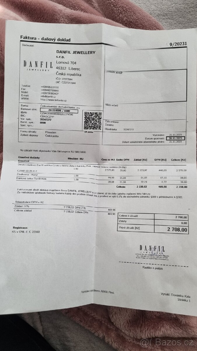 Dětskě náušnice Danfit s bílého zlata a kamínky. - 3