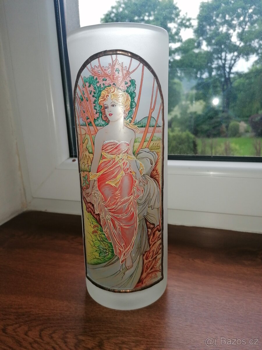 Váza, skleněná, sklo, Alofons Mucha - 3