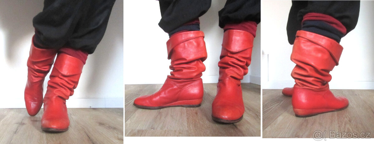 Vintage 80s dámské značkové shrnovací kozačky - 3