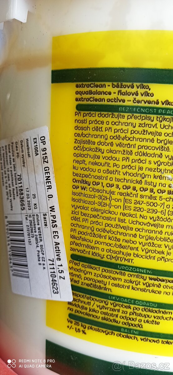 Pastovitá omítka Weber zrno 1.5 - 3