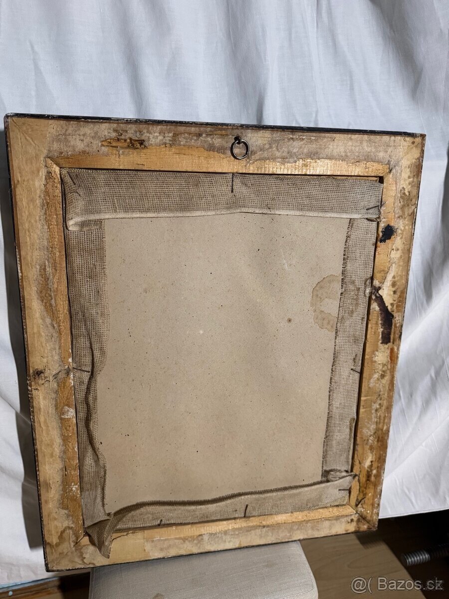 Svatý Josef s Ježíškem – rámovaný obraz (1950-60, 32×27 cm) - 3