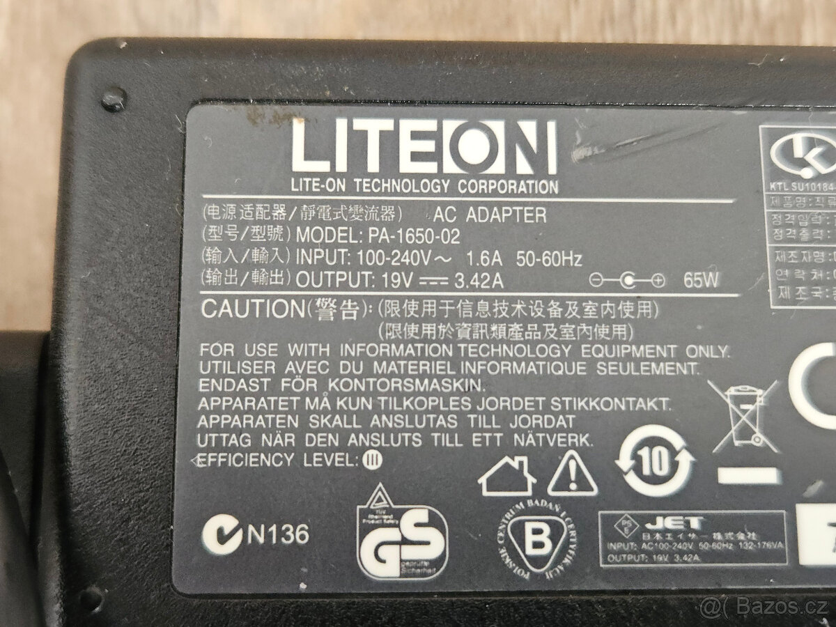 Nabíječka Liteon 65W 3,42A 19V 5,5 x 1,7mm - 3