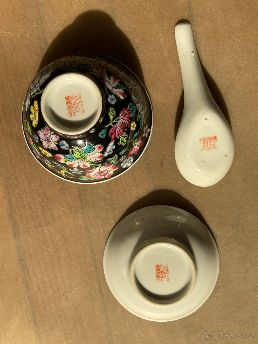 Čínský porcelán - 3 dílná sada na polévku - 3