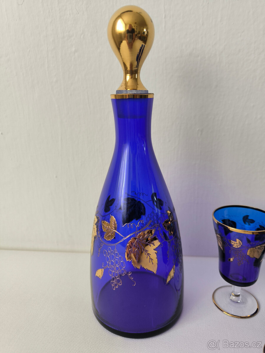 Karafa 0,5 l, 7x skleničky modré - 3