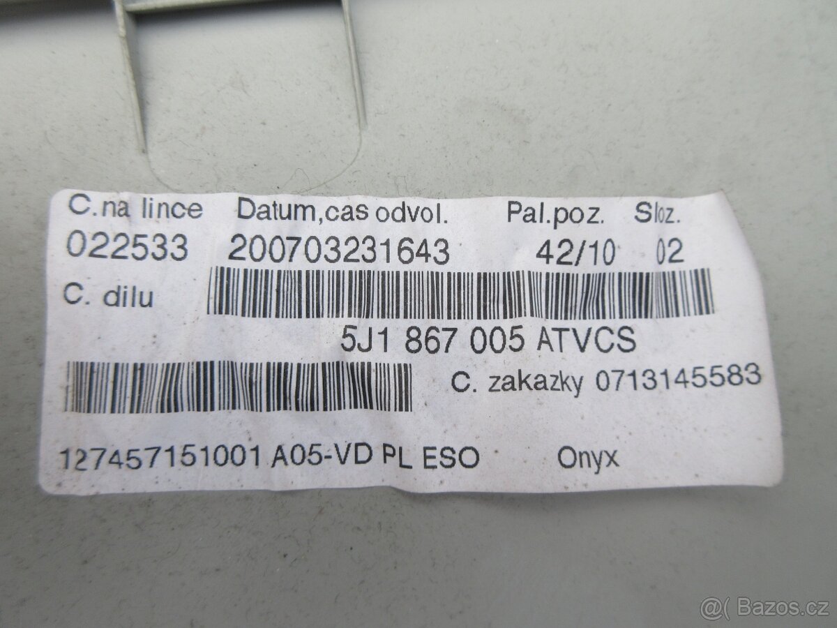 Škoda Fabia 2 výplň dveří řidiče 5J1867005 - 3