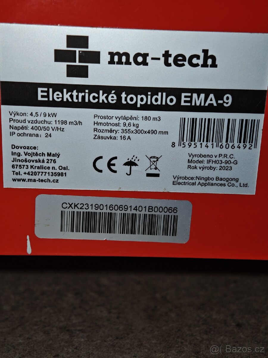 Elektrické topidlo 4.5 / 9kW Ma-tech - 3