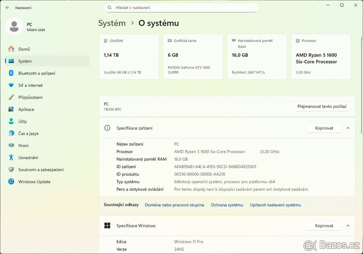 Herní PC - RYZEN 5, 16GB RAM, SSD+HDD, 1660SUPER, WIN11 - 3