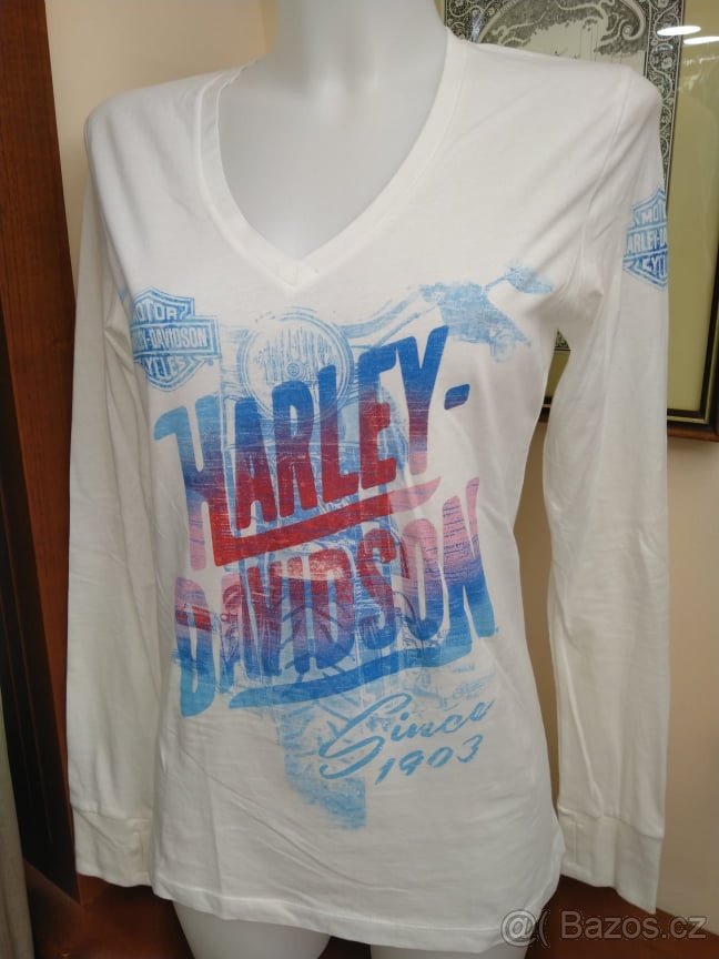 NOVÉ triko Harley Davidson dl. rukáv oranžové S - 3