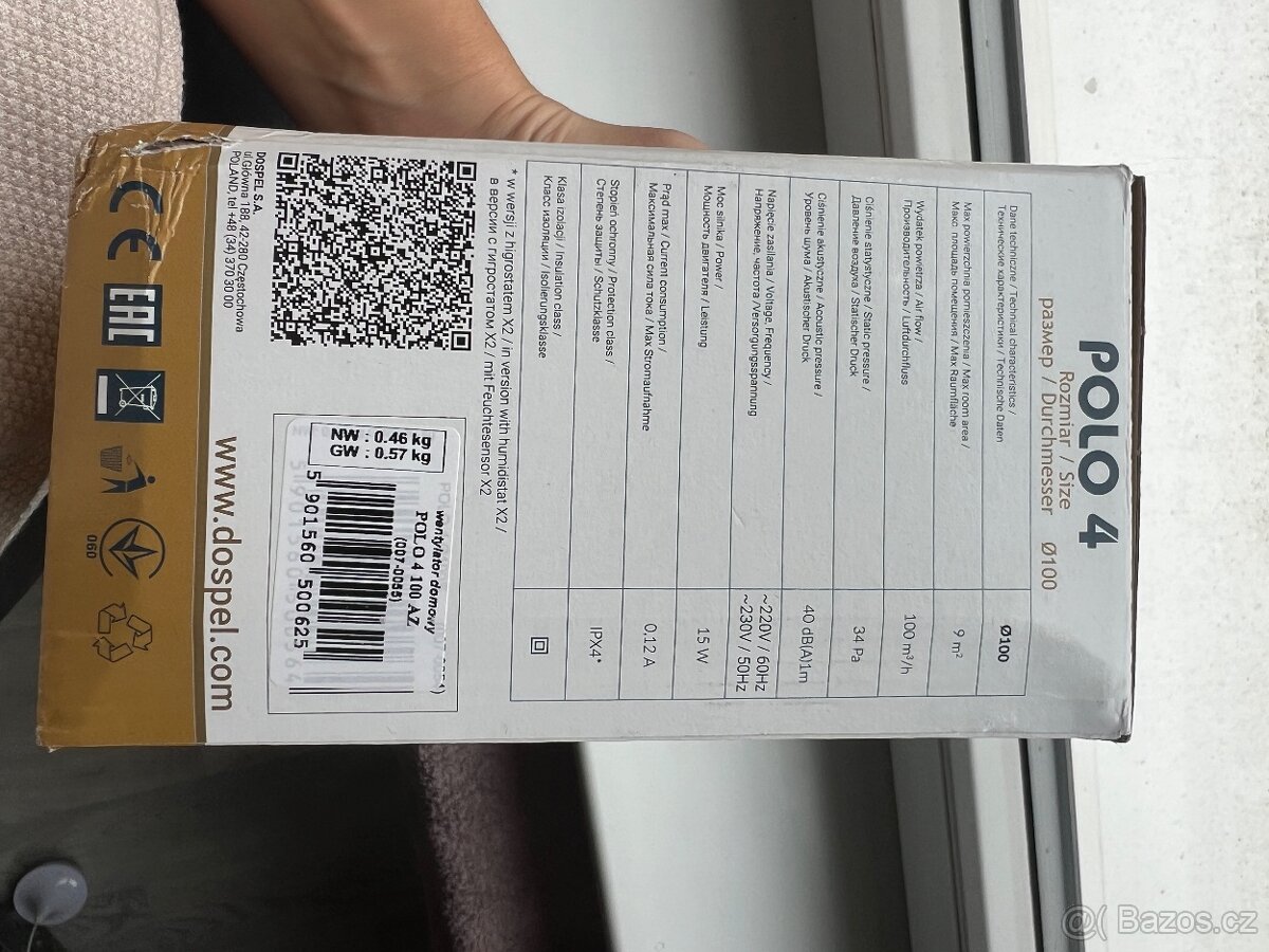 Ventilátor DOSPEL POLO 4 Ø100 – nový, pouze vyzkoušený - 3