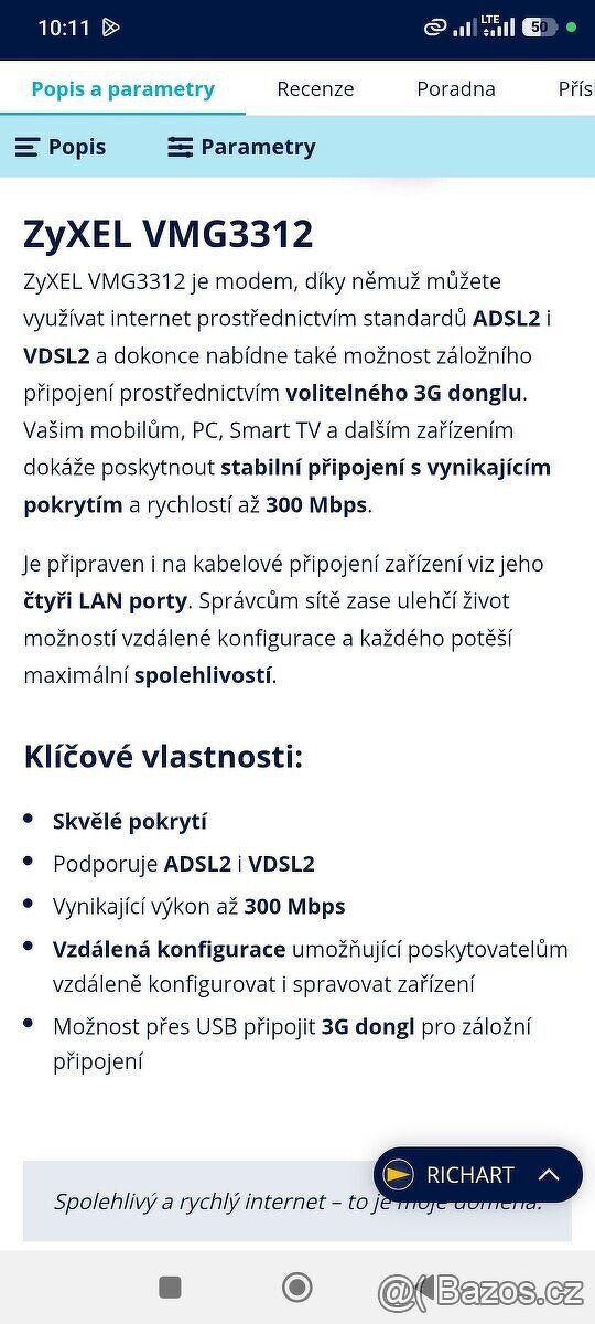 Modem ZyXEL VMG3312-T20A - 3
