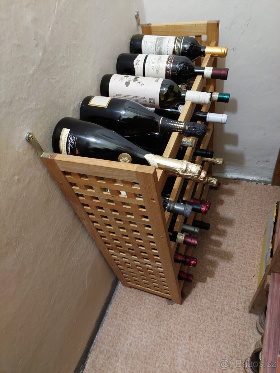 Stojan na víno z masivního dřeva (nerozbalený) - 3