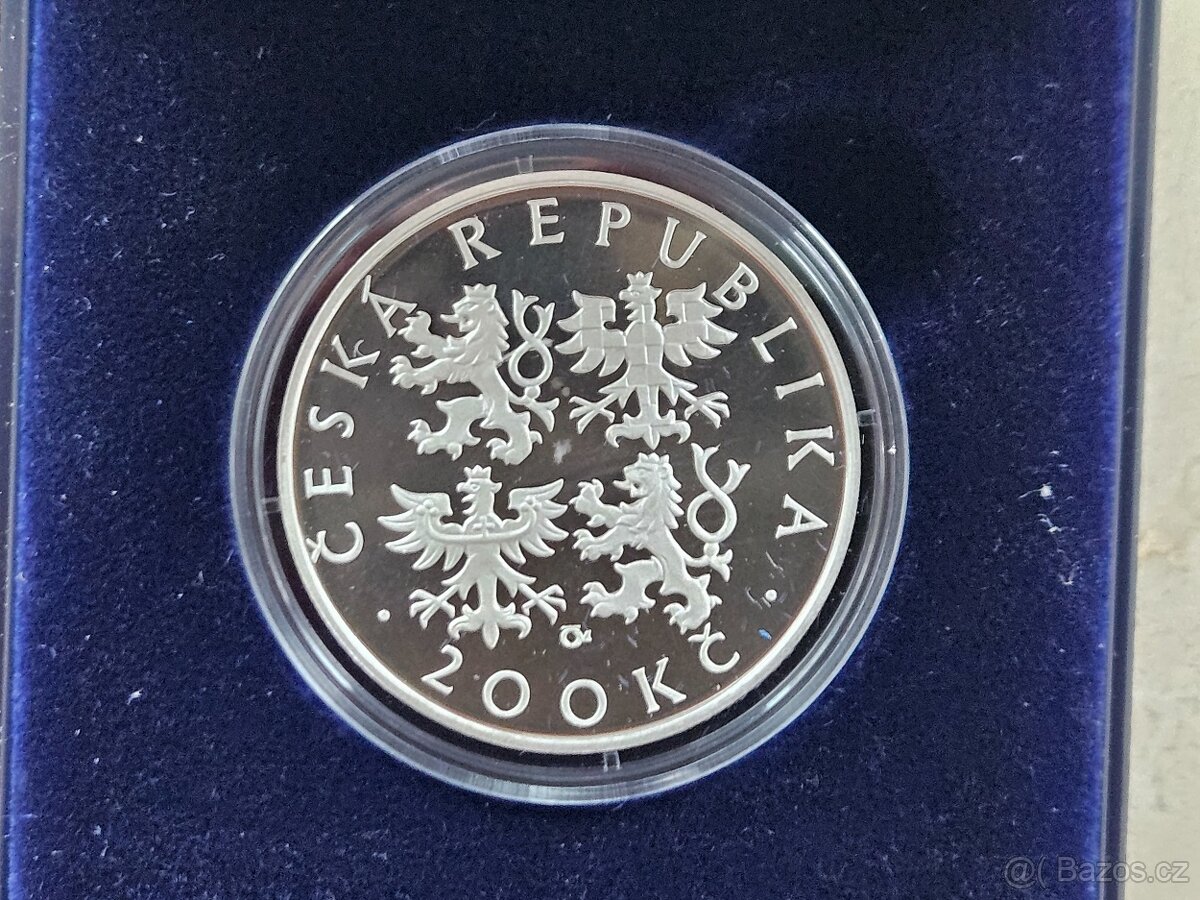 200 Kč 2001 - Jaroslav Seifert PROOF - stříbrná mince - 3