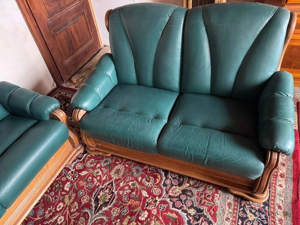 Dubová rustikální kožená souprava 3+2+1,3332 - 3