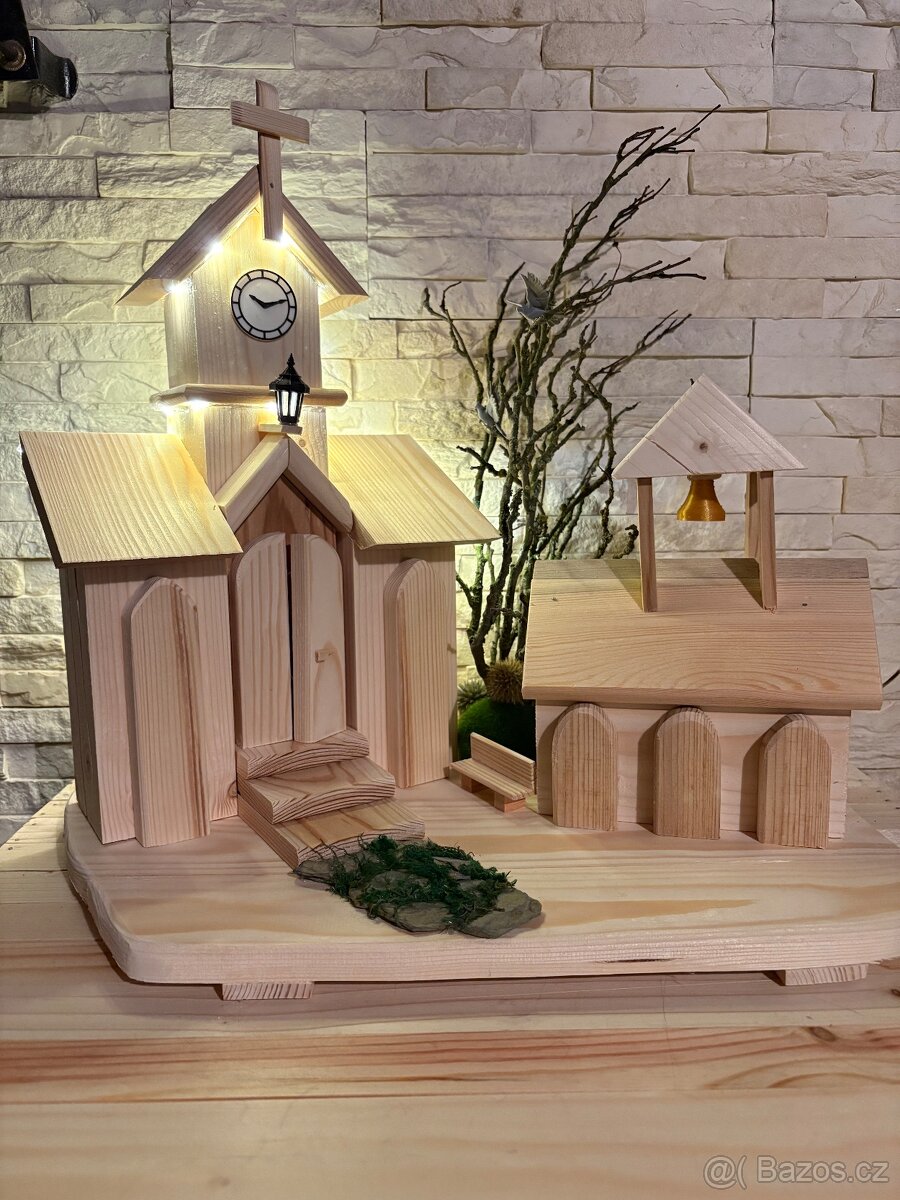 Dekorace- kostelíky s LED osvětlením - 3