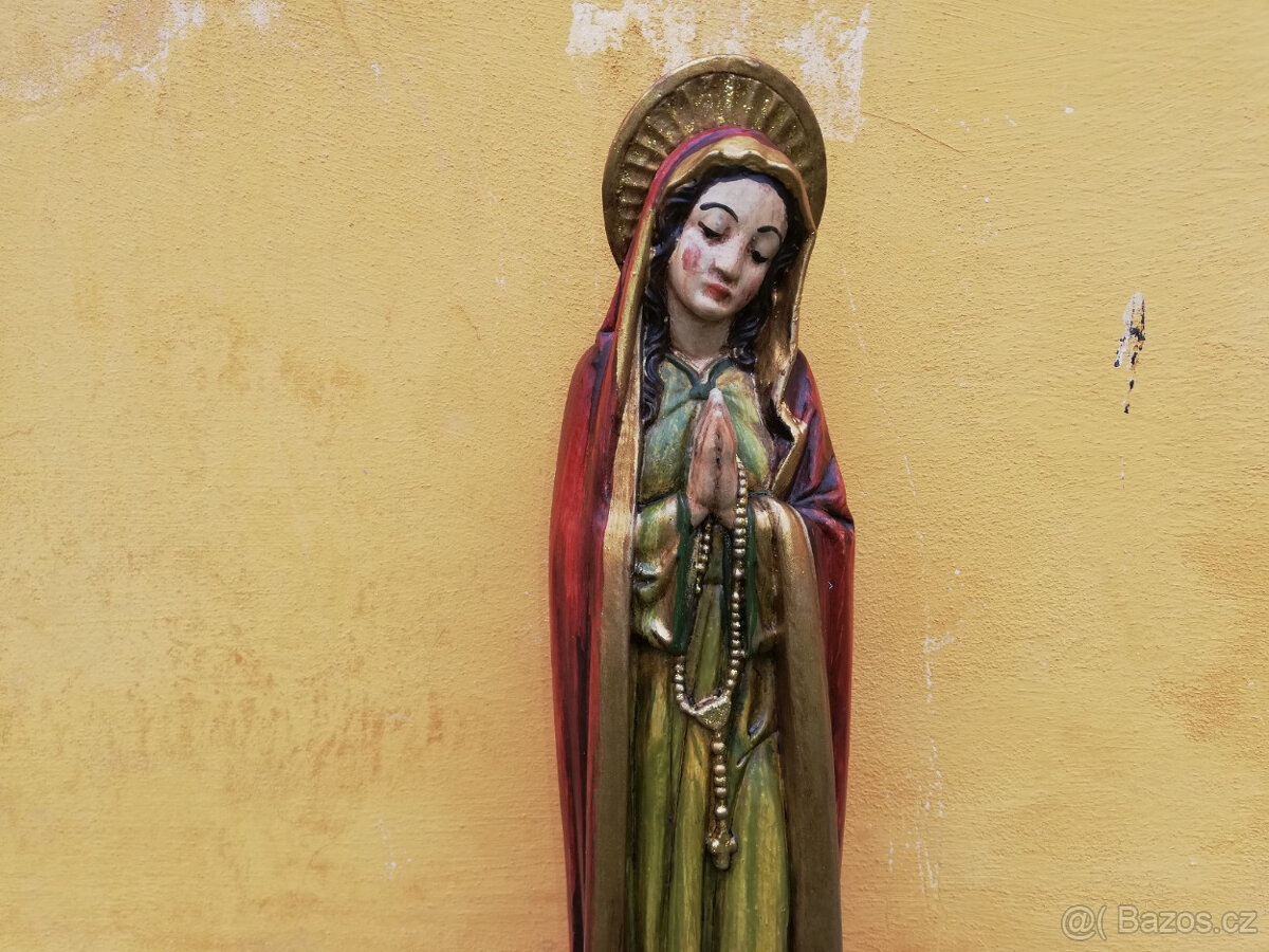 Madona se svatozáří - 40 cm, panna marie, malovaná - 3
