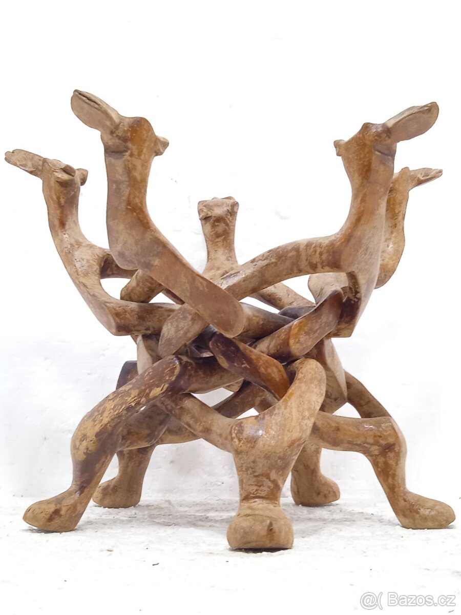 Vyřezávaný stojan na květináč - retro - 3