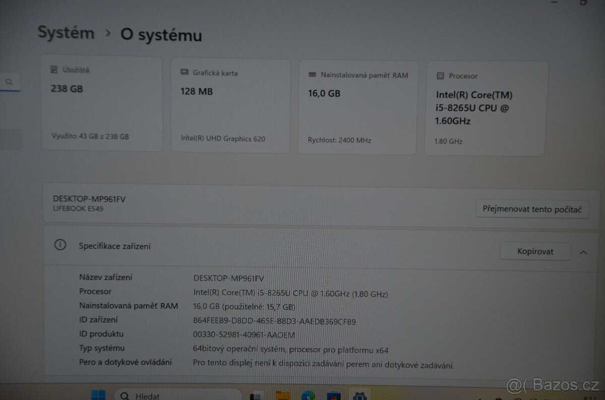 Fujitsu Lifebook E549 i5/16GB/SSD 256GB/záruka - 3