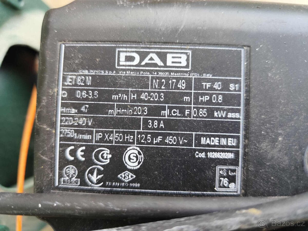 Prodám domácí vodárnu 50L s čerpadlem DAB JET 82M - 3