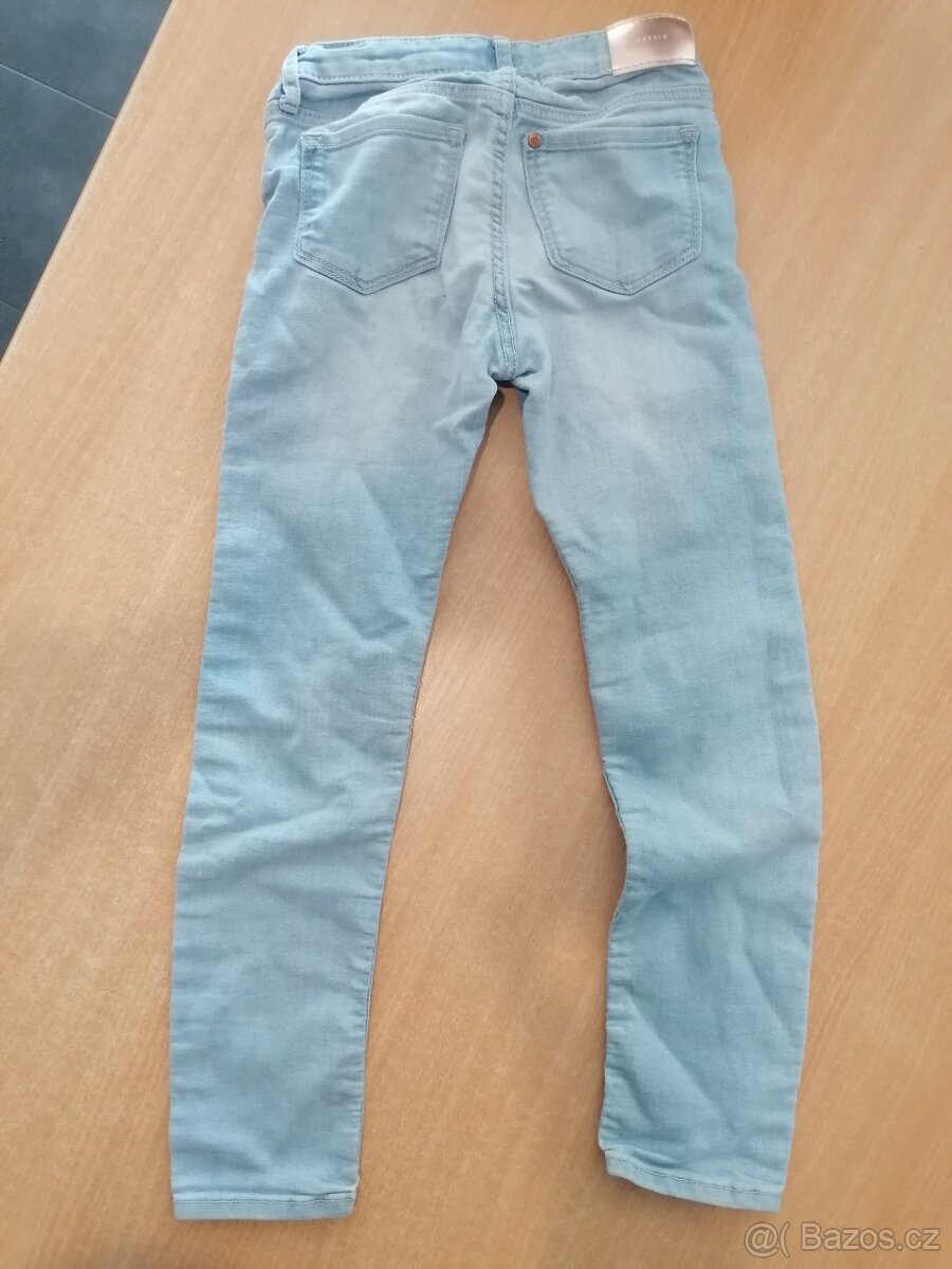 dívčí džíny H&M 128 7-8 let, skinny, sv. modrá - 3