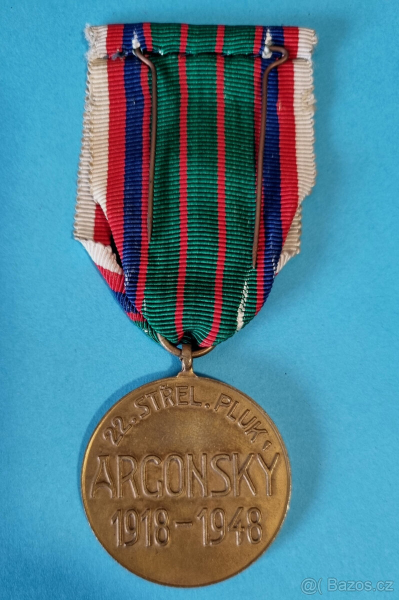 Pamětní medaile 22. střeleckého pluku Argonského velmi pěkná - 3
