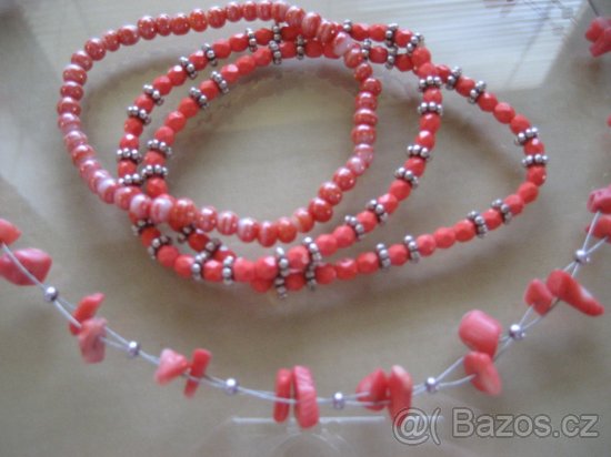 Elegantní oranžová sada (řetízek + naušnice + náramky) - 3