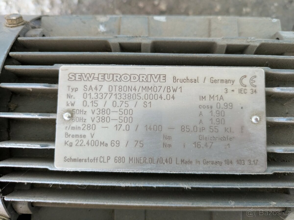 Elektromotory s prevodovkou 0,75 kW / 380V - 3