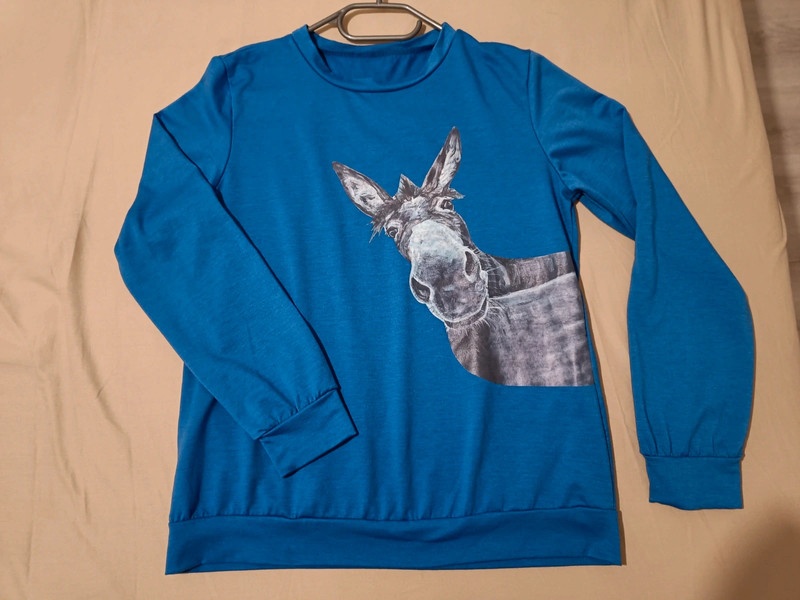 Modrá dámská mikina s oslem, vel. L - nová - 3