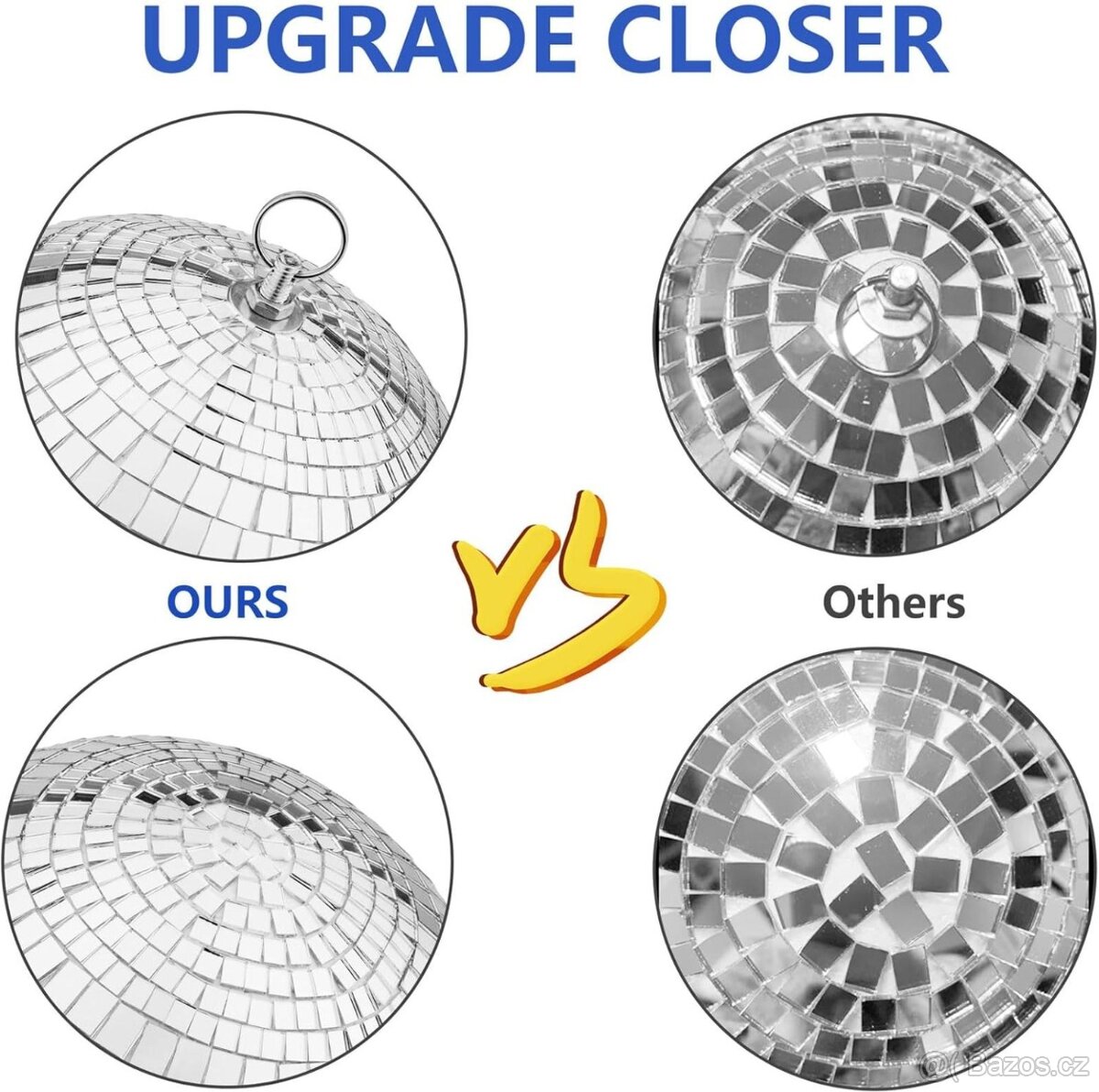 Zrcadlová disko koule 200 mm se závěsným kroužkem - 3