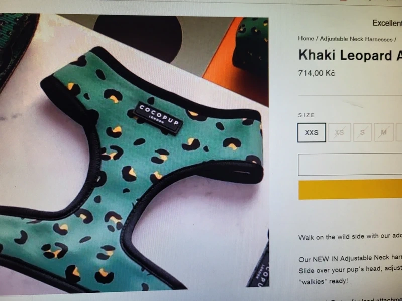 Khaki Leopard upravitelne psí designové kšíry vel M - 3