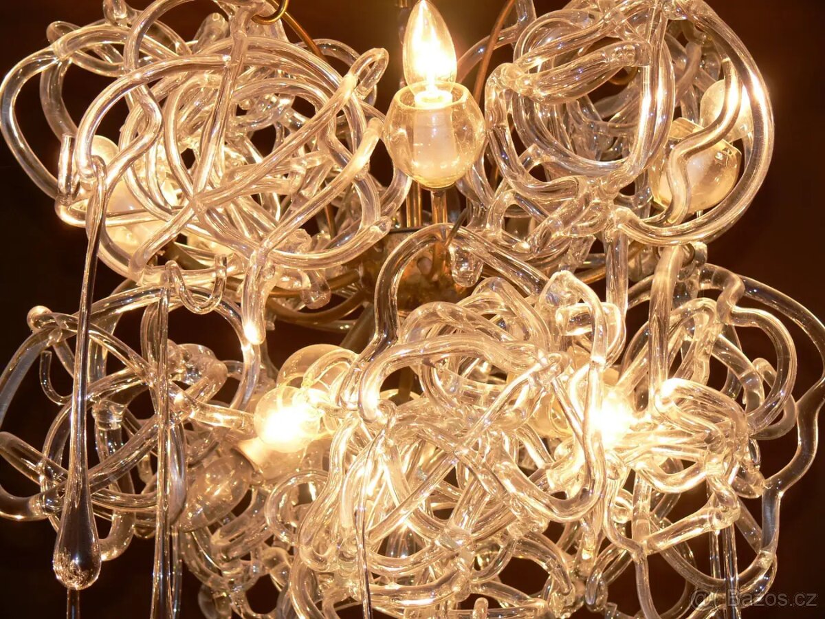 Retro brusel skleněný lustr René Roubíček - 3