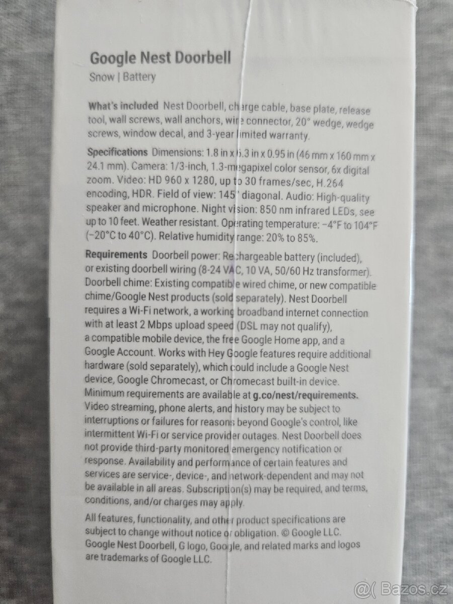 Zvonek Google Nest Pro Doorbell, 2. gen. (bateriový)
- 3