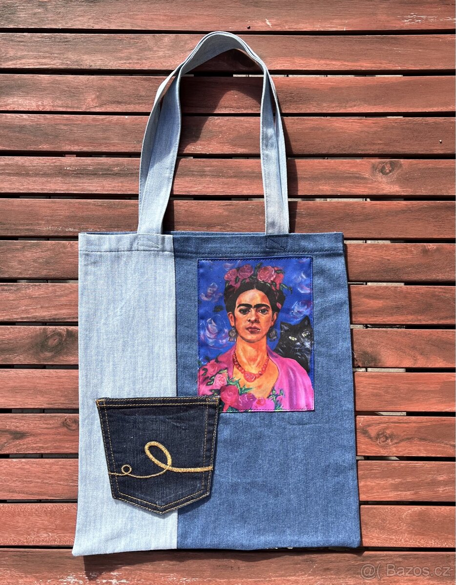 Jeansová taška Frida s kapsou - 3