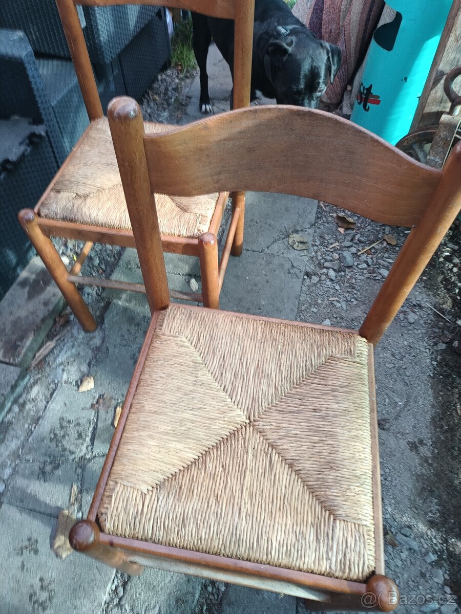 Staré židle jutový vyplet 4ks - 3
