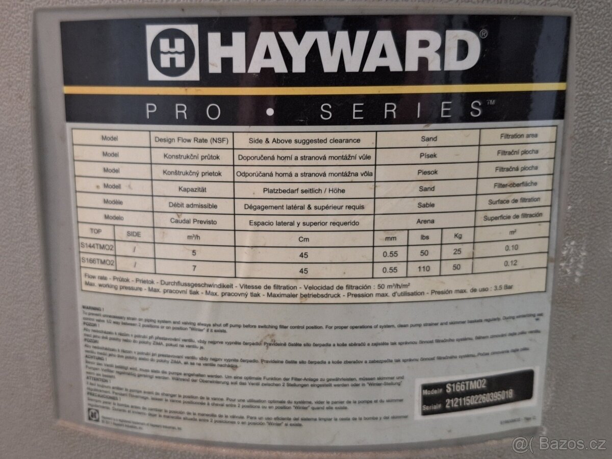 Písková filtrace Hayward Pro S166TM02 + čerpadlo - 3