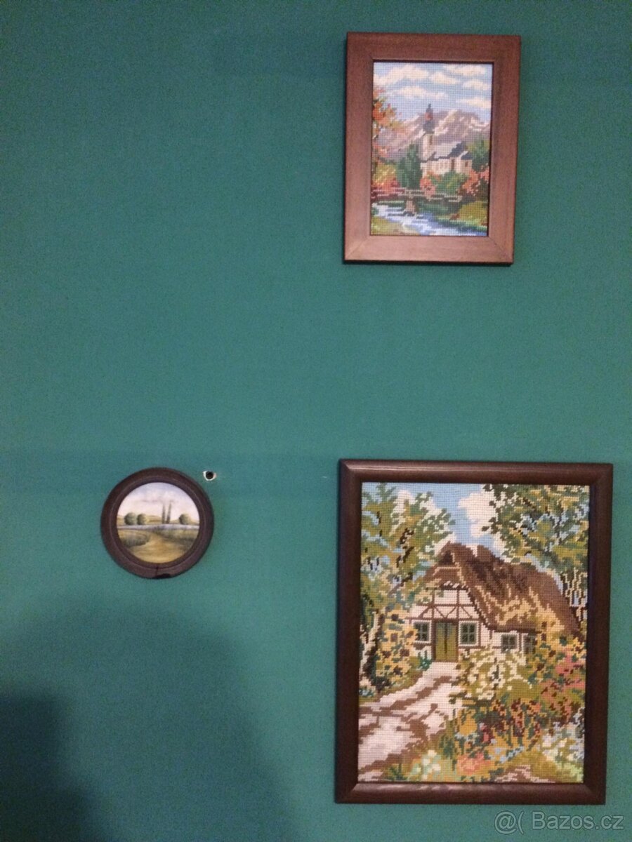 Obrazy obrázky vyšívané obrázky Provence vintage retro 2 ks - 3