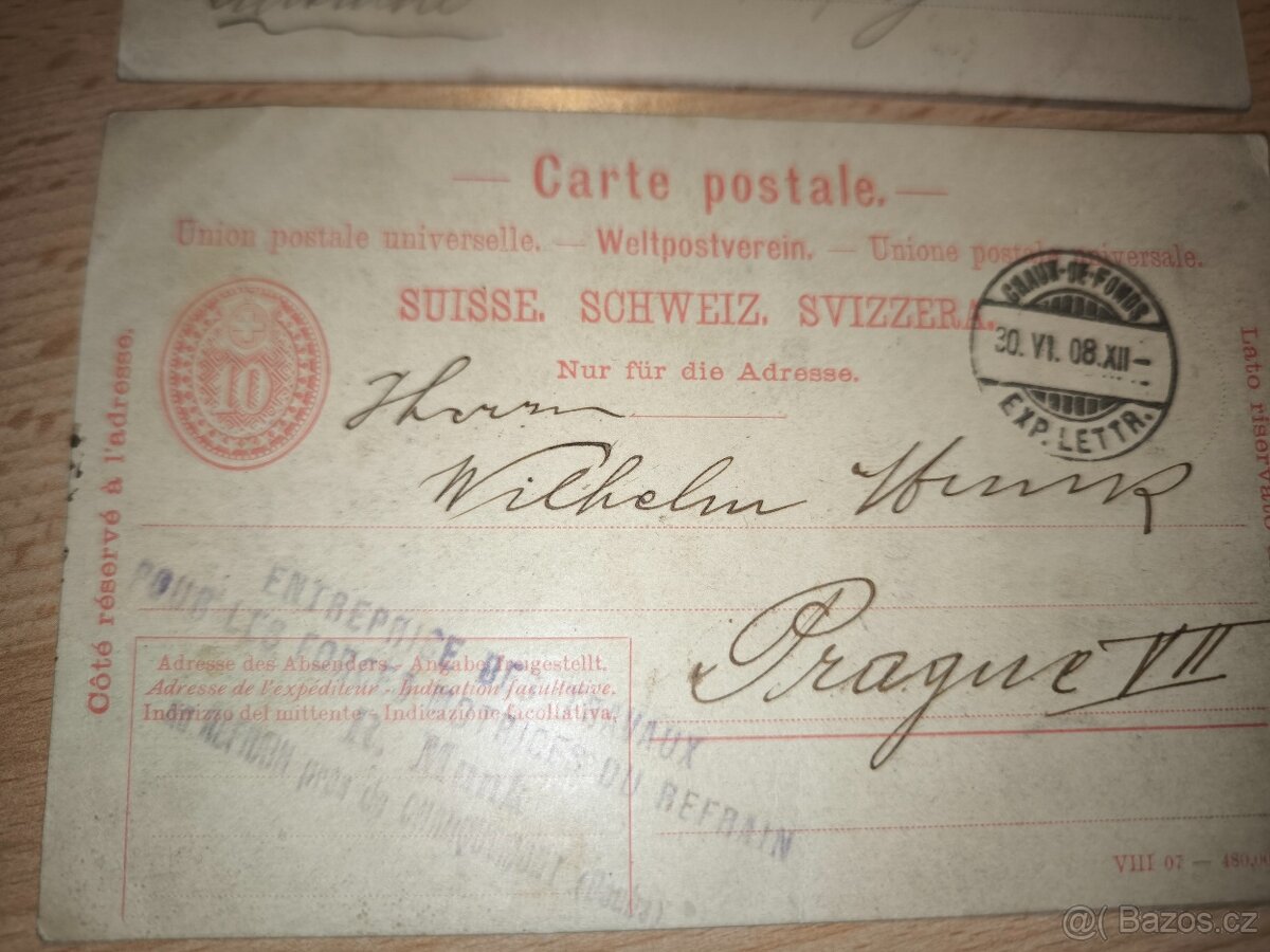 Dvě staré švýcarské dopisnice 1908. - 3