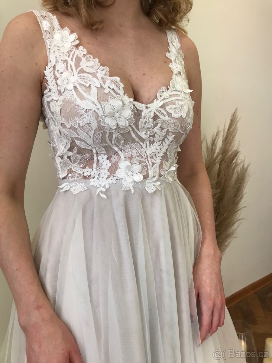 Svatební šaty nové S, M - 3
