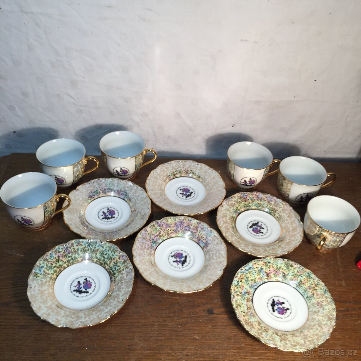 Rokoko Slavkov šálky s podšálky nepoužité perleť TOP - 3