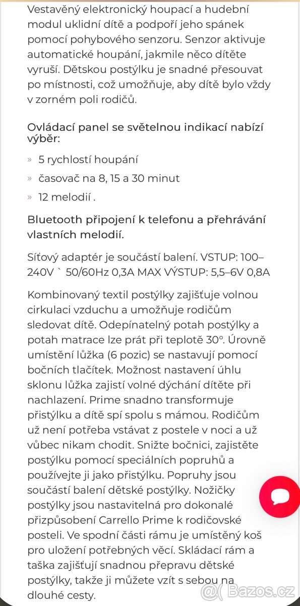 Elektrická kolébka Carrello Prima Cloud grey - 3