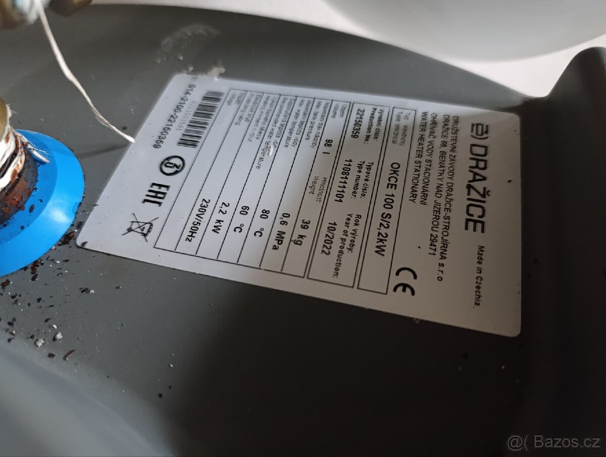 Prodám elektrický bojler Dražice OKCE 100 - 3