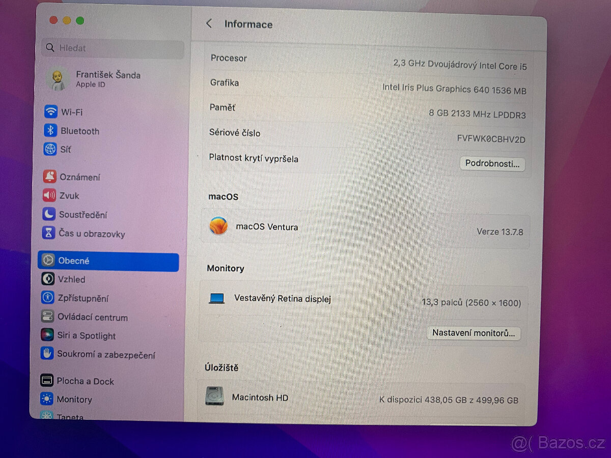 13" Apple MacBook Pro 2027 - i5/8GB/SSD 512GB - nová bateri - 3