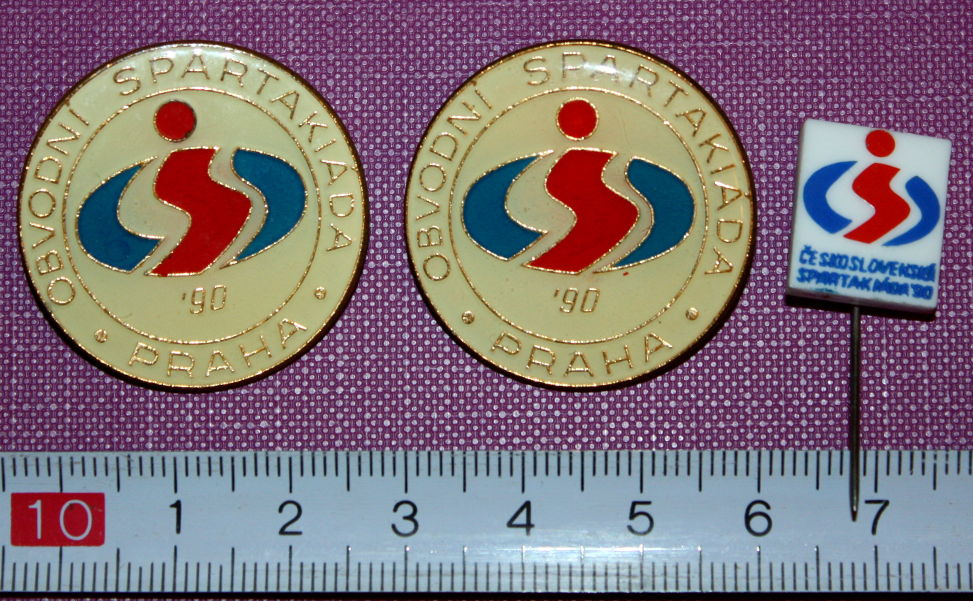 Spartakiáda 1990 neuskutečněná: cedule + odznaky - 3