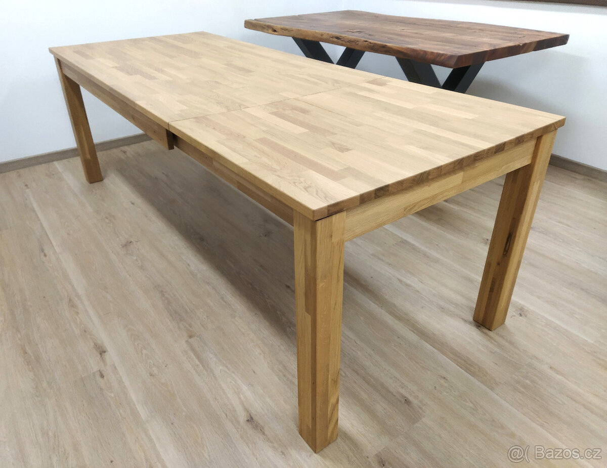 Nový jídelní stůl rozkládací masiv DUB parketový 90x180+70 - 3