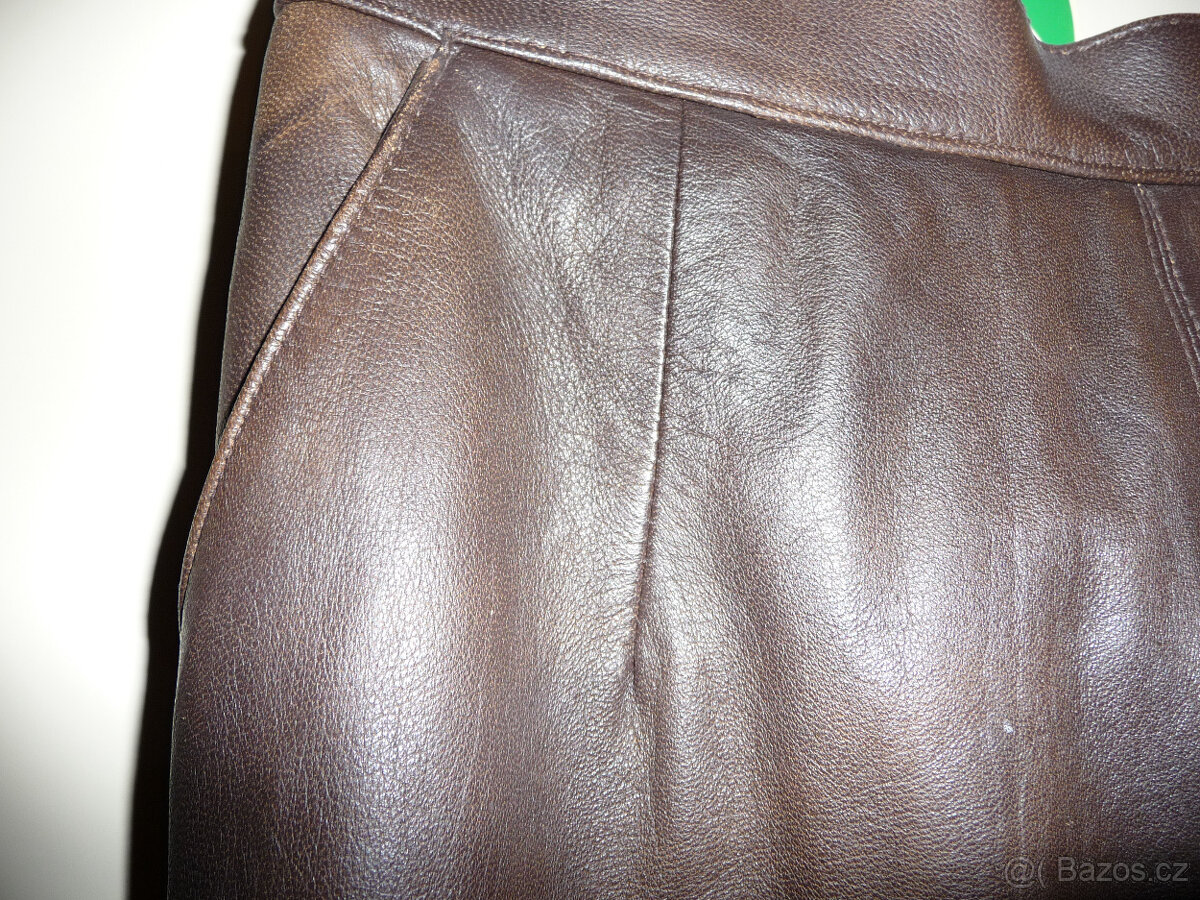 Sukně kožená dámská hnědá vel.40 - 3