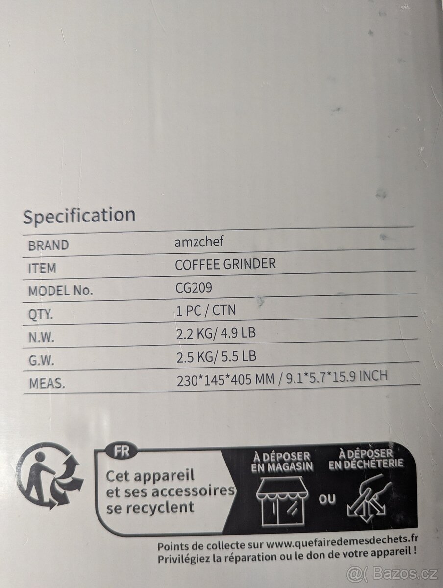 Baristický mlýnek na kávu AMZCHEF, použitý, stav velmi dobrý - 3