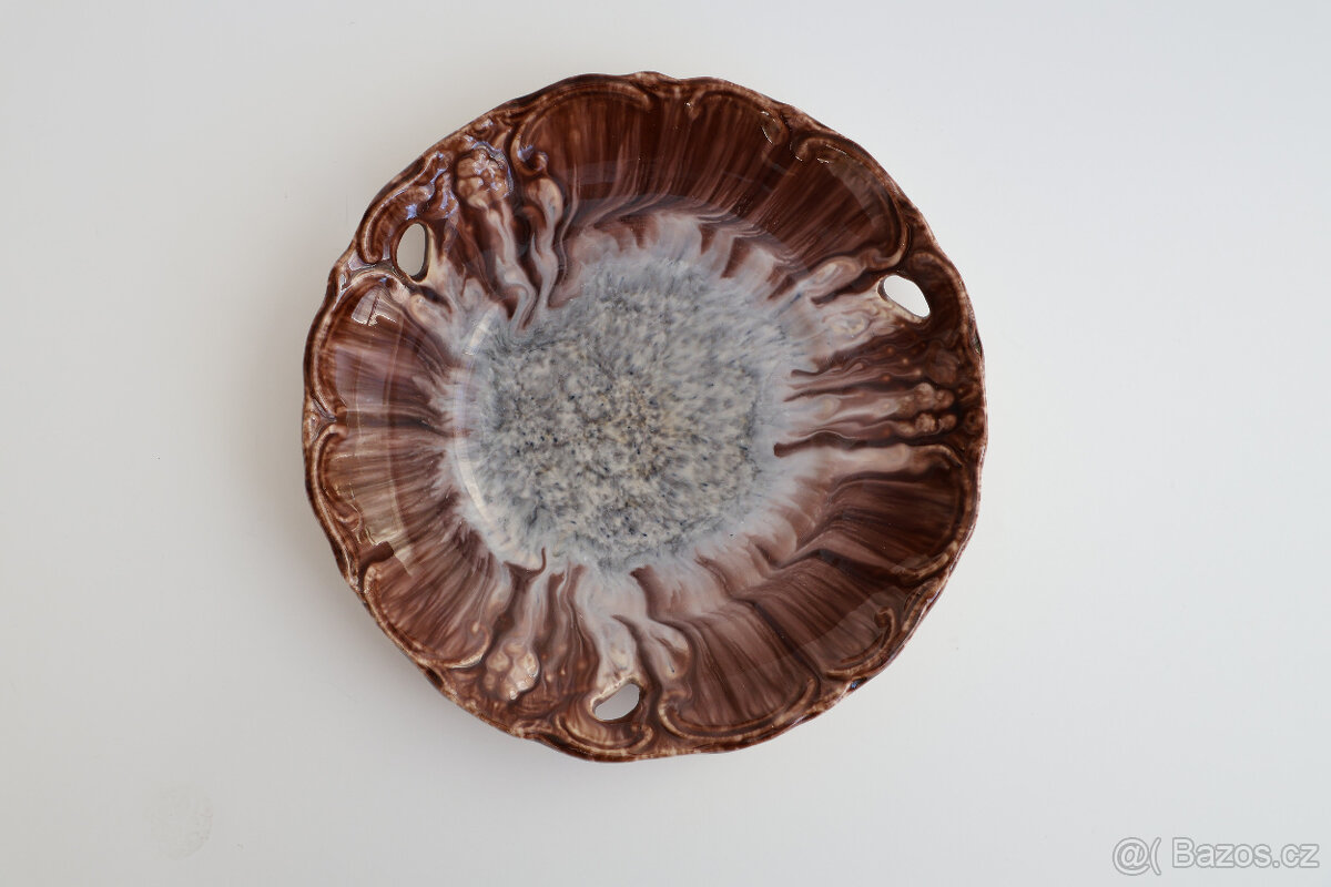 keramický talíř JASBA art deco 1930 glazura hnědý - 3
