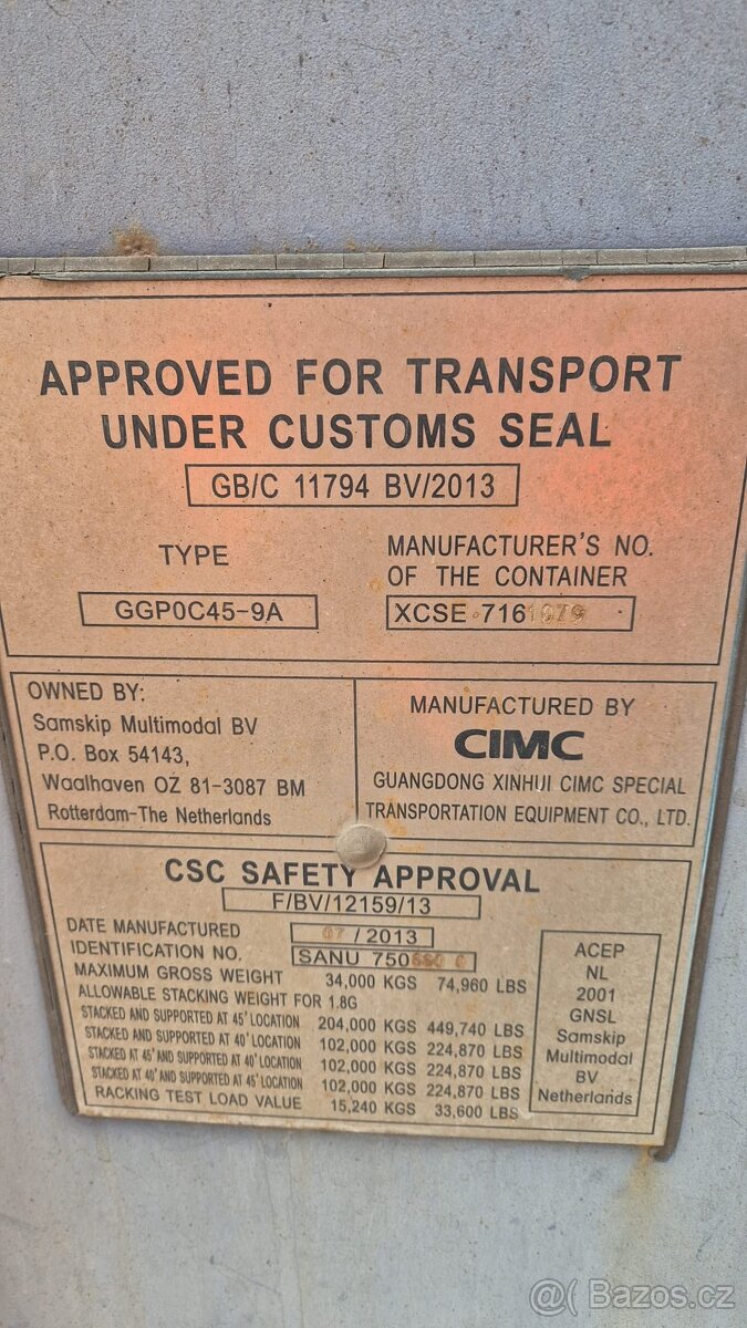 skladový kontejner modrý 45ft - 13,7m - 3