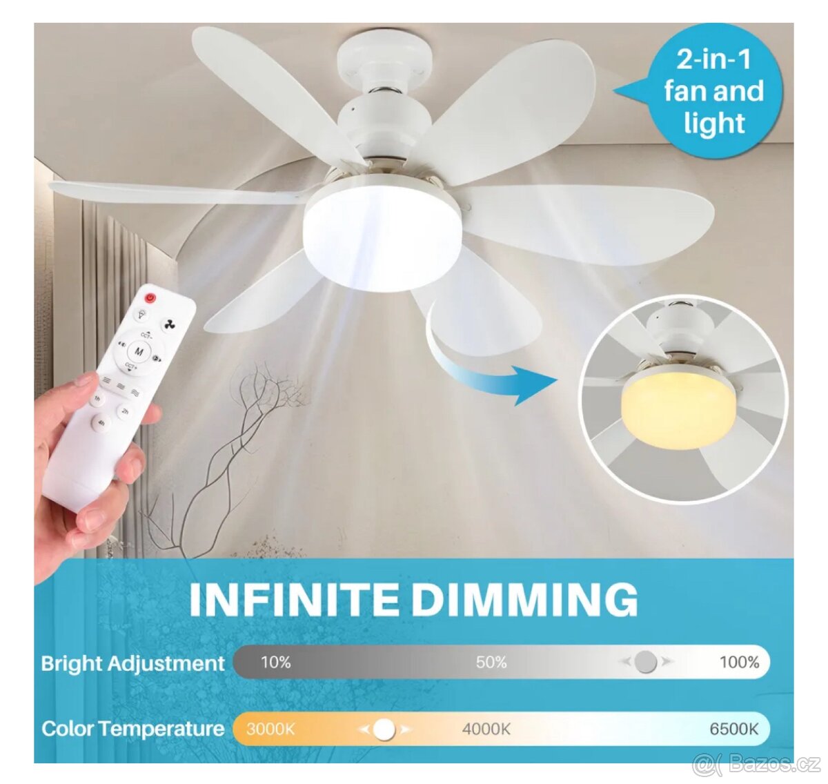 Stropní ventilátor s osvětlením - 3