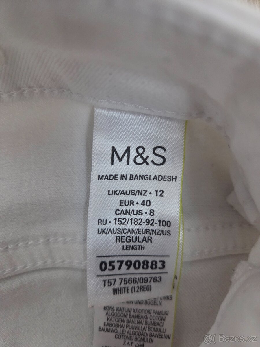 Bílé elastic. džíny Marks Spencer UK 12/M/L - 3